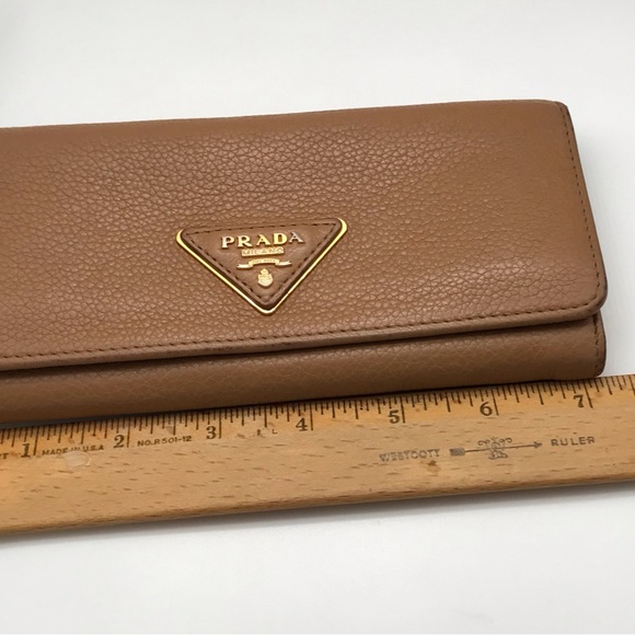EUC PRADA LOGO TAN LONG LEATHER WALLET - Picture 11 of 16